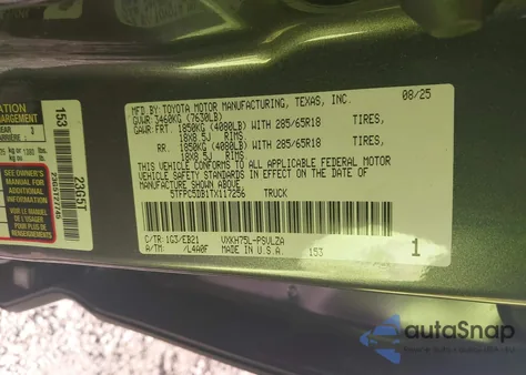 2026 Toyota Tundra Hybrid Trd Pro Hybrid Crewmax 5.5' Bed из США, поврежденный, VIN 5TFPC5DB1TX117256